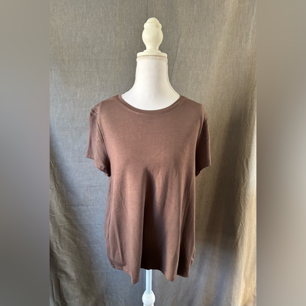 A New Day Brown Casual Stretch Short Sleeve Top, Sizes: Medium & Large, NWT